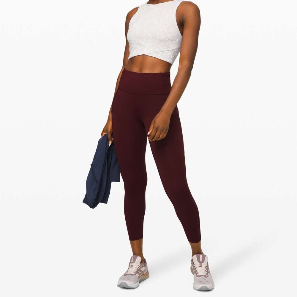 Lululemon Fast and Free Tight II 25" *Non-Reflective Nulux, Size 8, Color Garnet
